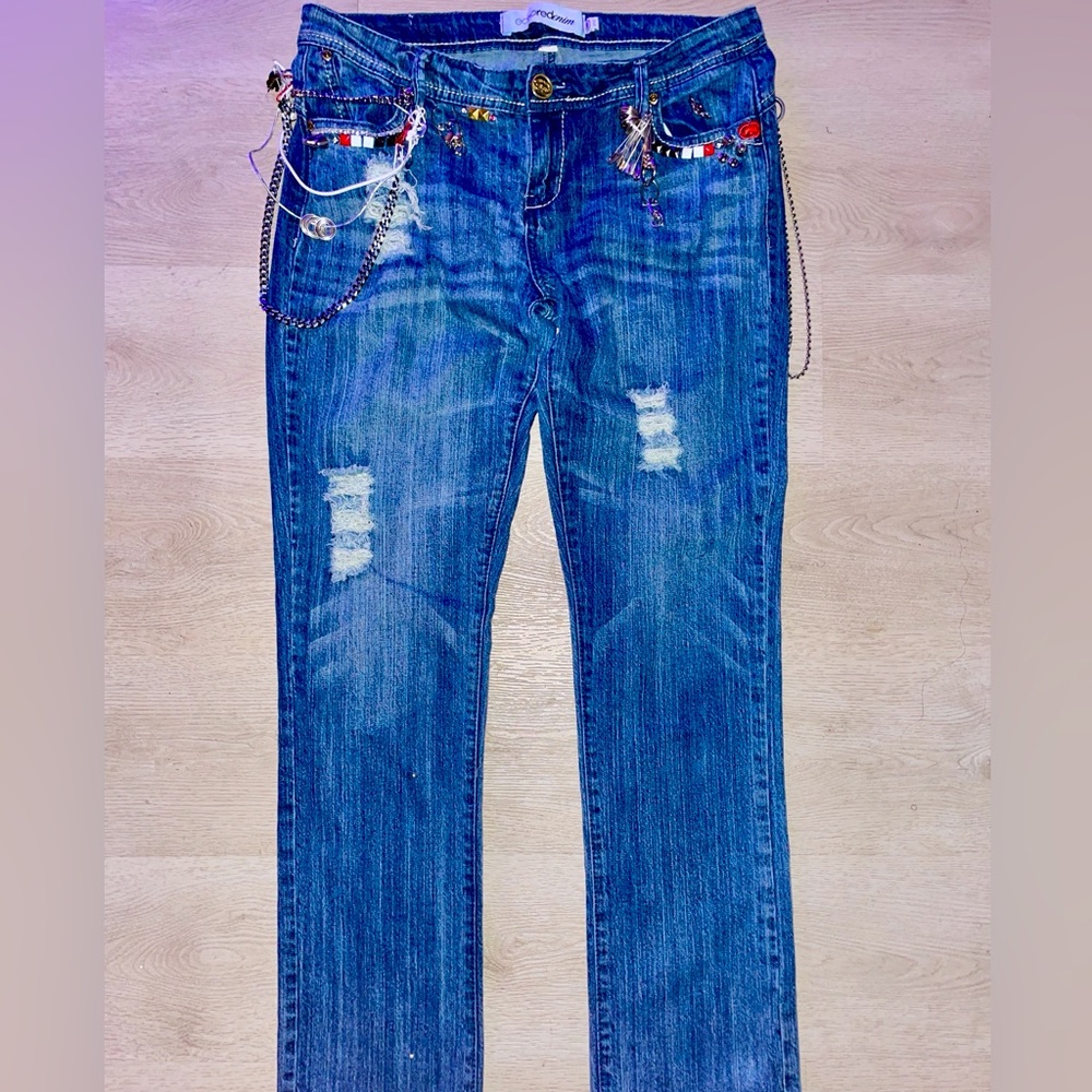 My Custom handmade 1/1 Ecko Unlimited Blue Straight Leg Jeans